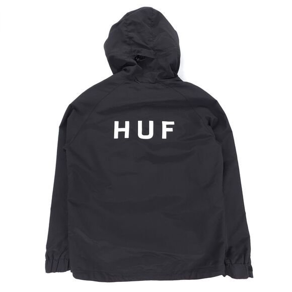 HUF Standard Shell Jacket Black Windbreaker Hoodie Gorpcore Athleisure Minimal - Picture 1 of 11